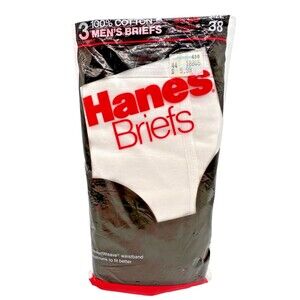 Vintage Hanes Men's Cotton Briefs 3Pk Size 38 1987 NOS